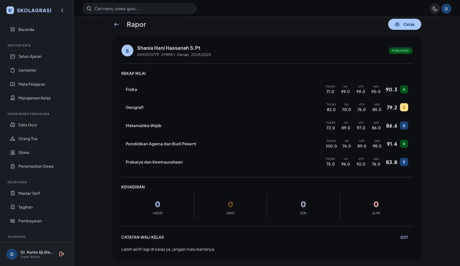 Skolagrasi interface screenshot 10