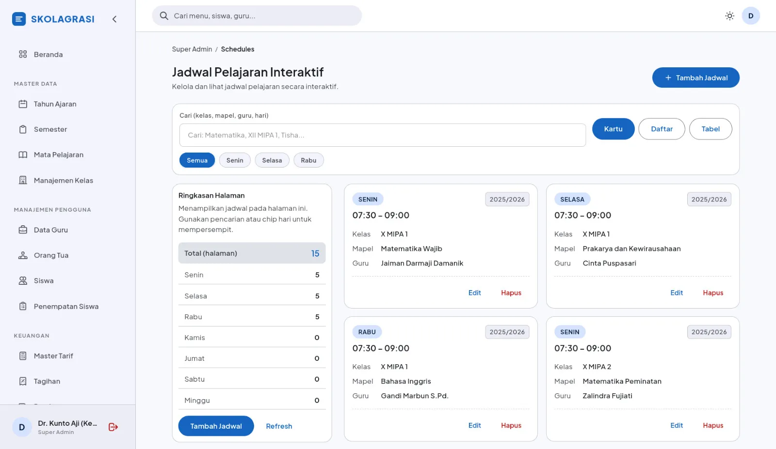 Skolagrasi interface screenshot 6