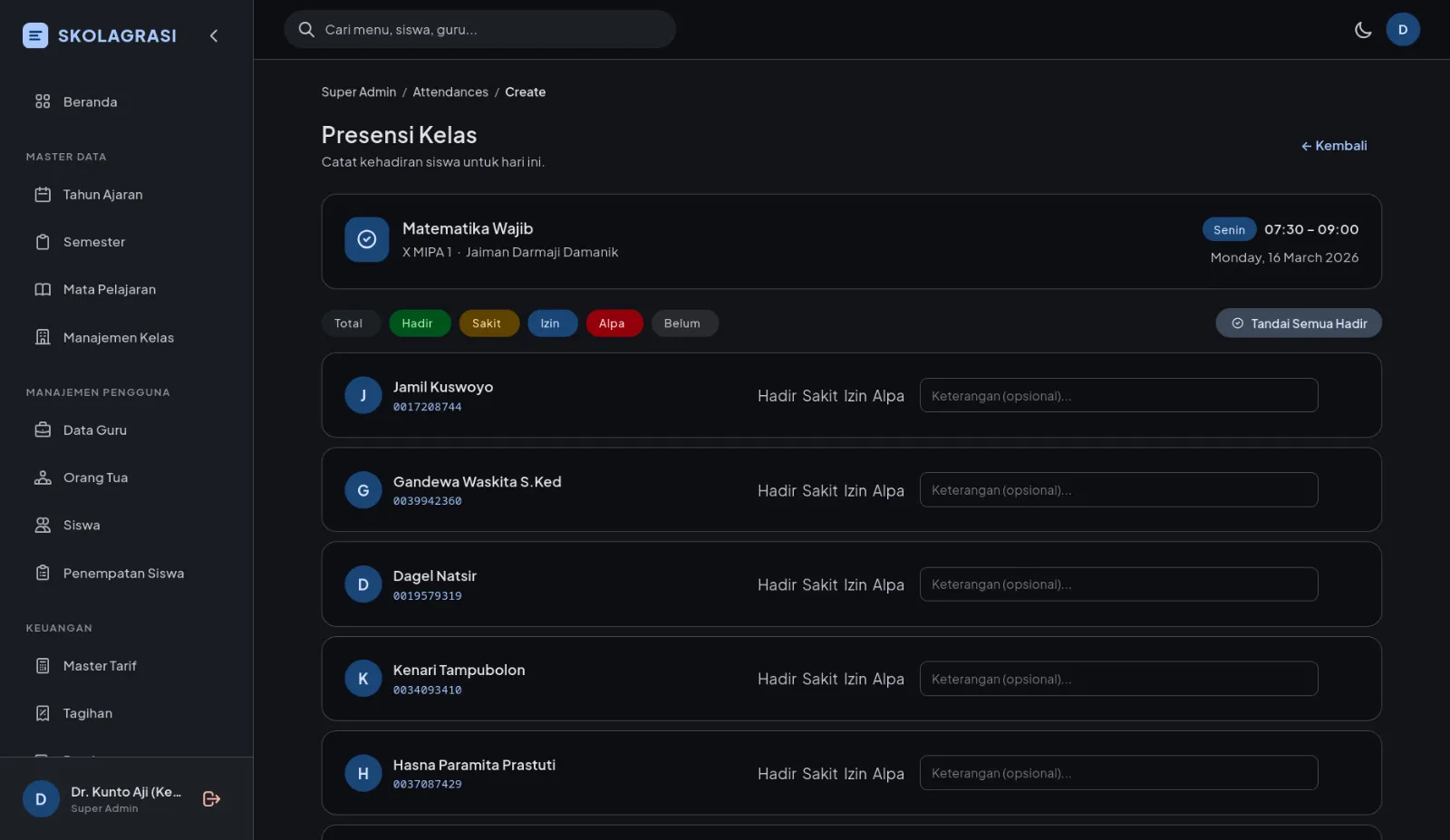 Skolagrasi interface screenshot 8